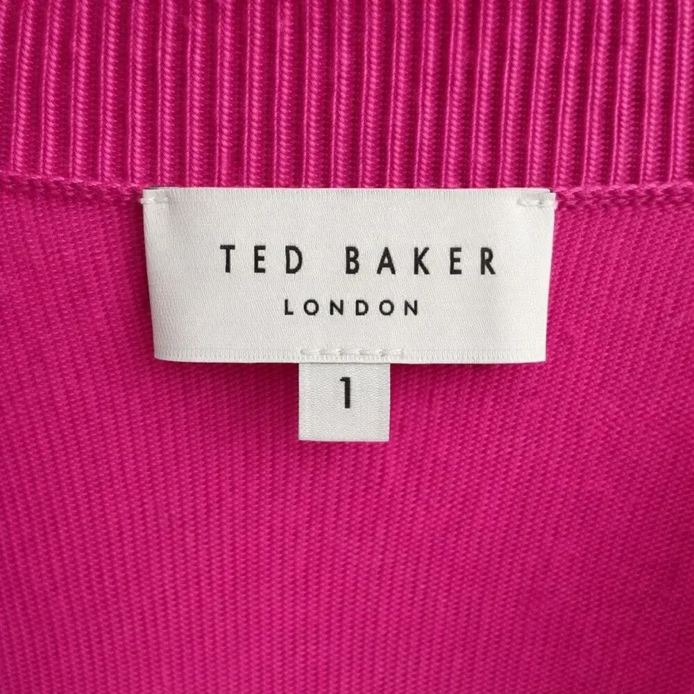 Ted Baker Essya Slouchy Tie Front Knit Midi Dress Cashmere Blend NWT